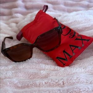 Max & Co. Tortoise Sunglasses with Bold Red Pouch